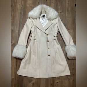Bebe Y2K White Fur Princess Coat